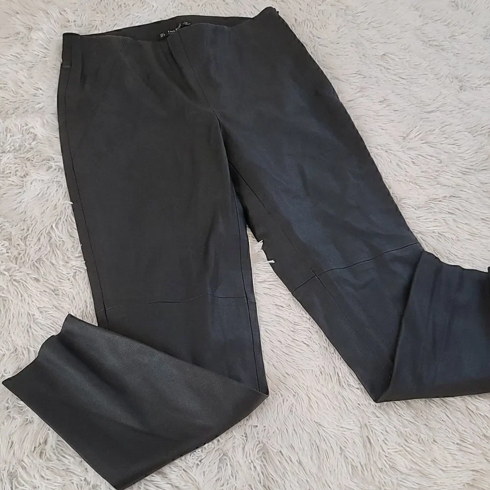 ⏳️Zara Black Faux Leather Side Zipper Ankle zipper Pants Size Large